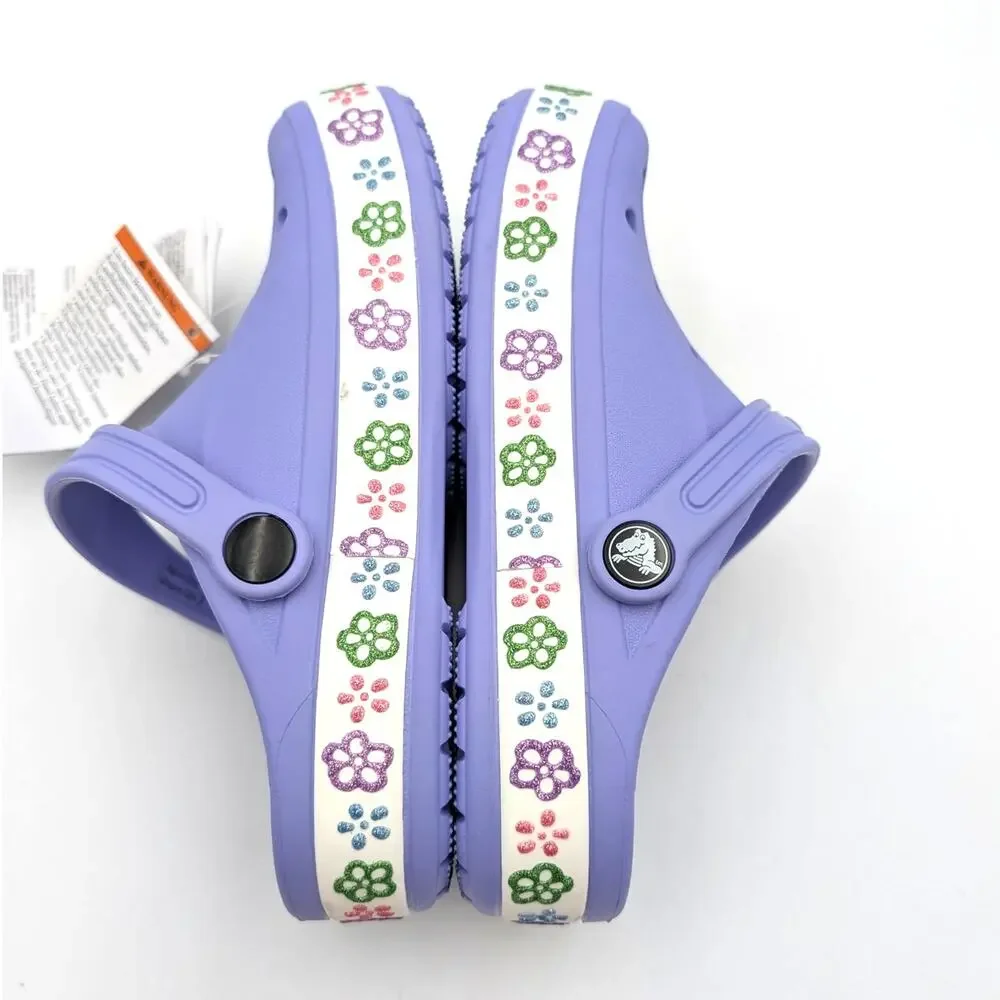 Crocs Bayaband Flower Band Clog Shoes Kids' Digital Violet Size US2 EU33